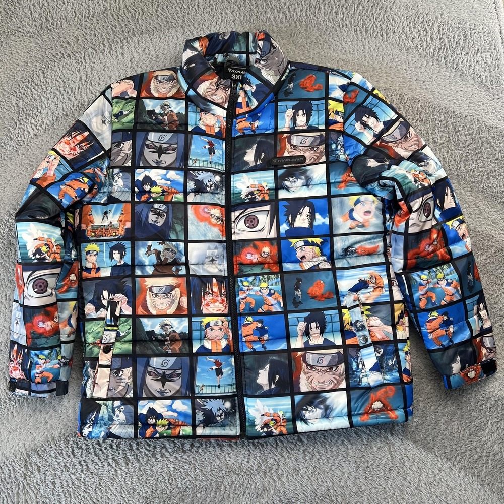 Hypland Naruto Manga Panel Puffer Jacket Mens 3XL Official Collab Anime Y2K